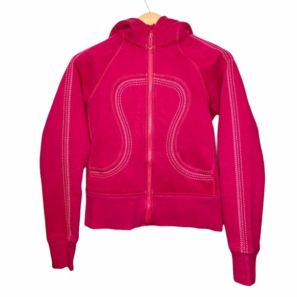 Lululemon Women’s Vintage Scuba Sweater Zippered Hooded Jacket Top Pink - Picture 4 of 7